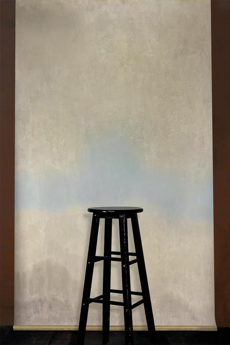 Clotstudio Abstract Beige Mist Blue Textured Hand Painted Canvas Backdrop #578