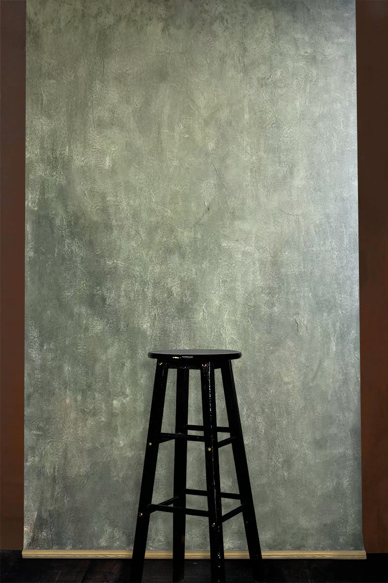 Clotstudio Gray Green Coarse Grained Coarse Grained Hand Painted Canvas Backdrop #582