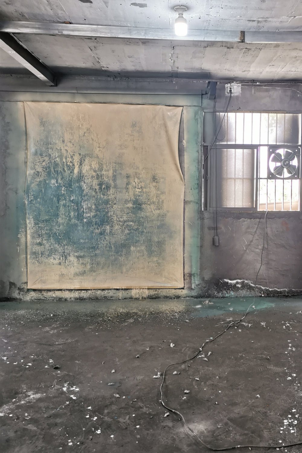 RTS-Clotstudio 5X7 ft & 7X9 ft Abstract Green Beige Textured Hand Painted Canvas Backdrop #clot 50