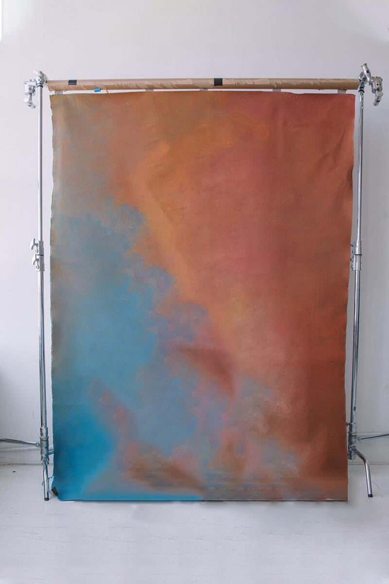 Clotstudio Abstract Red Orange Blue Textured Hand Painted Canvas Backdrop #clot187