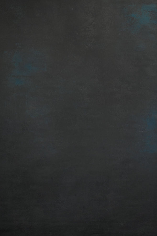 Clotstudio Abstract Dark Black with Little Blue Texture Hand Painted Canvas Backdrop #clot 30