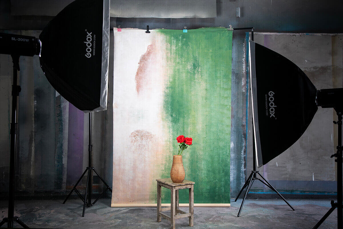 Clotstudio Abstract Beige Green Soft Texture Hand Painted Canvas Backdrop #clot 72