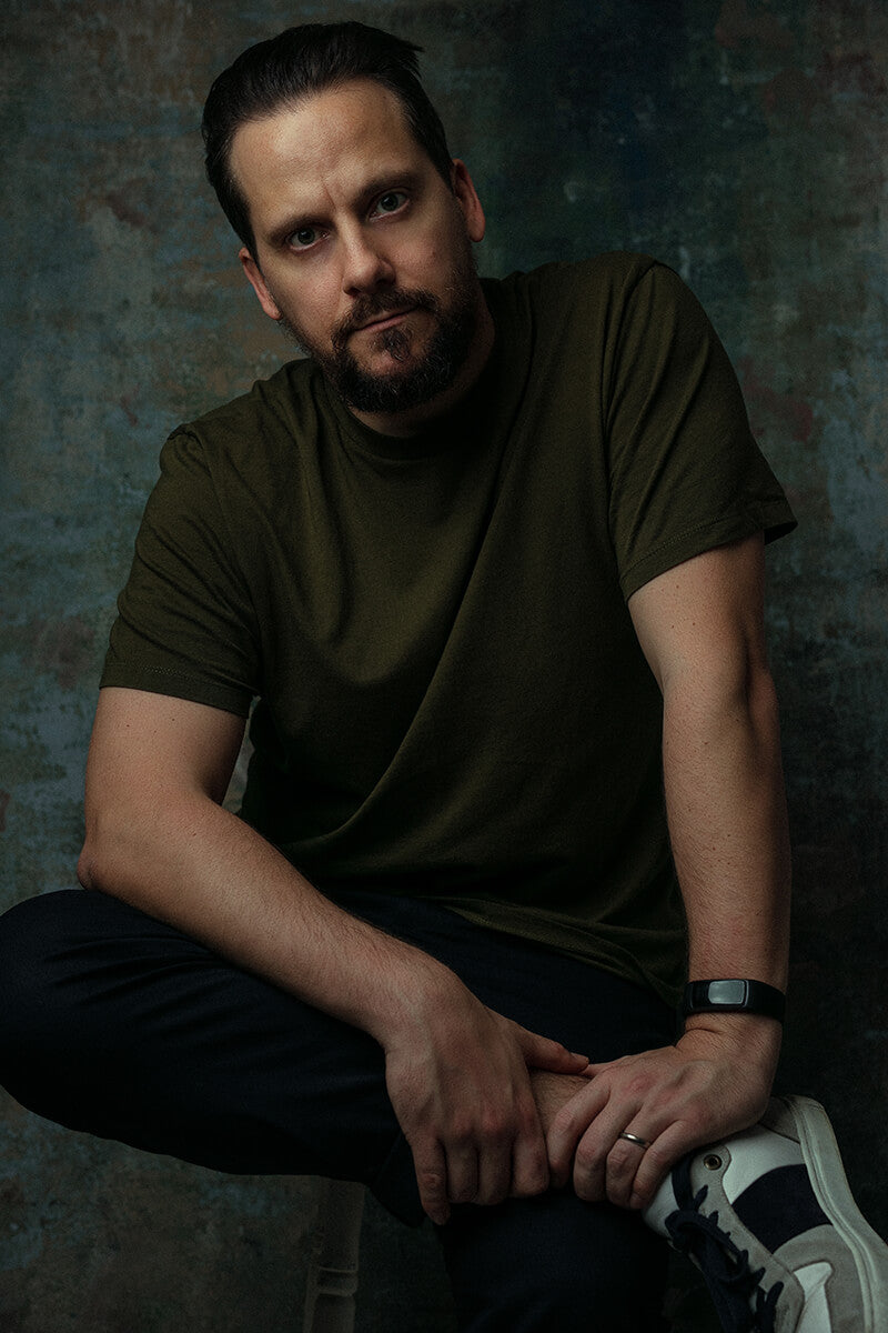 Clotstudio #139 hand-painted canvas backdrop in yellow with blue green spray textured, perfect for portrait photography