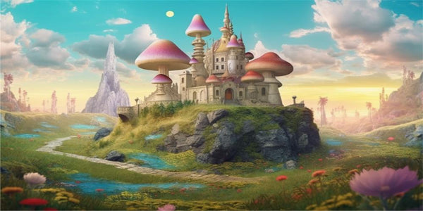 Clotstudio Mushroom Castle Whimsical Casinocastle Large Size Stage Backdrop-22