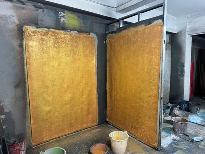 AUF LAGER-Clotstudio Abstrakter goldener strukturierter handbemalter Leinwandhintergrund #clot422