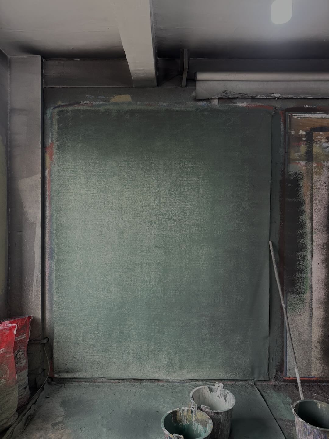 Clotstudio Graugrün strukturierter handbemalter Leinwandhintergrund #clot501