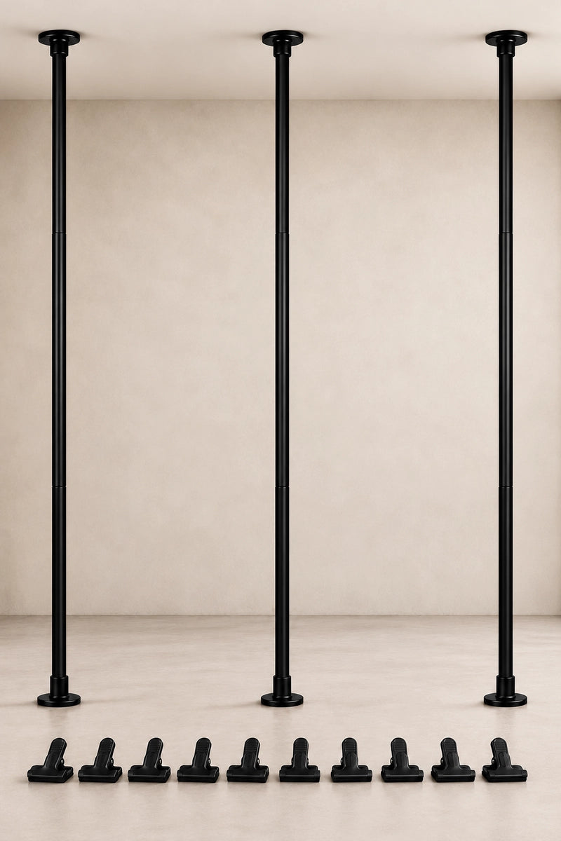 Premium 3-Pole Floor-to-Ceiling Backdrop Stand | Perfect for Corner & Room Setups