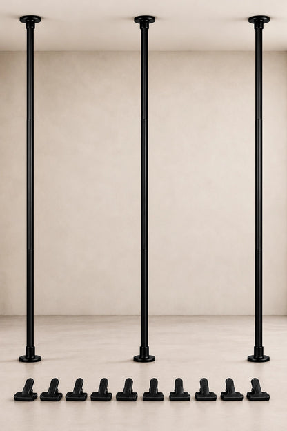 Premium 3-Pole Floor-to-Ceiling Backdrop Stand | Perfect for Corner & Room Setups