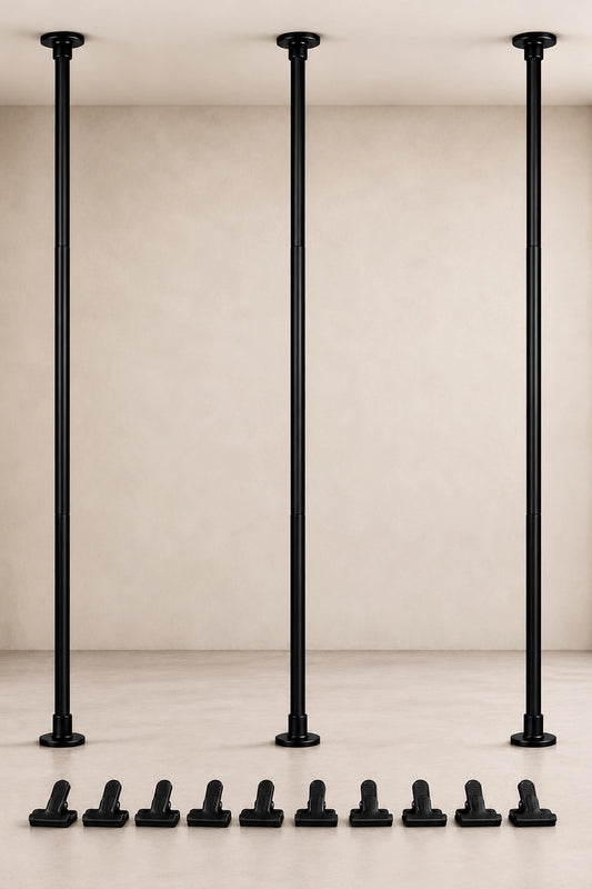Premium 3-Pole Floor-to-Ceiling Backdrop Stand | Perfect for Corner & Room Setups