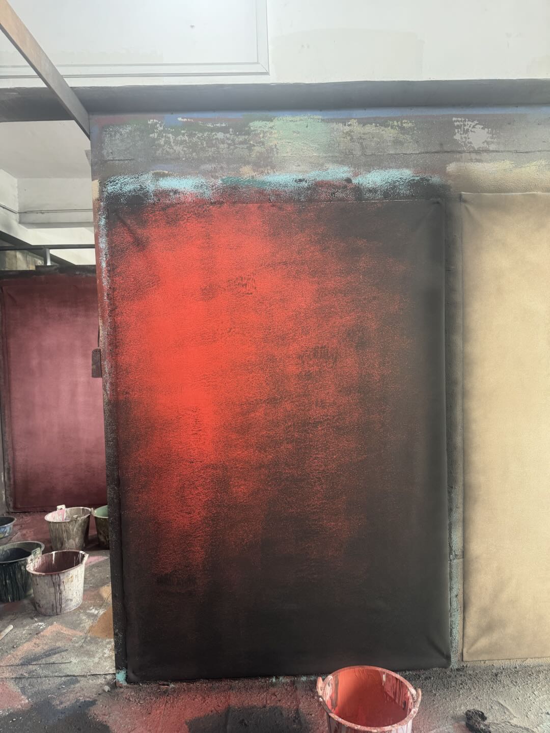 Clotstudio Red Black Textured Hand Painted Canvas Backdrop #clot537