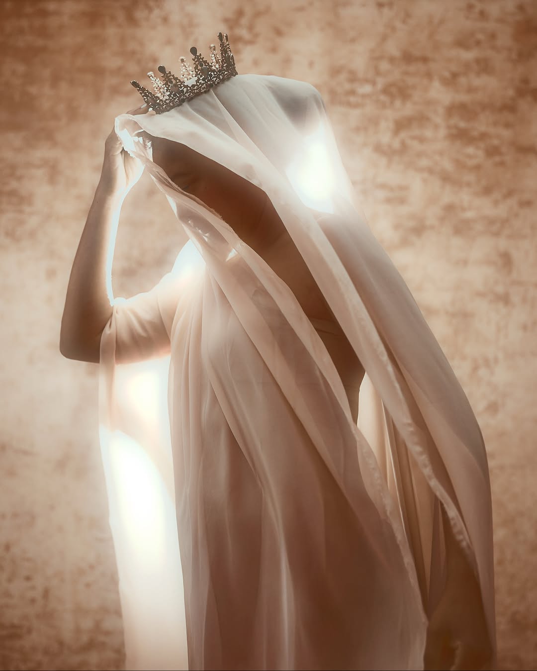 Clotstudio Beige Brown Textured Hand Painted Canvas Backdrop #clot532