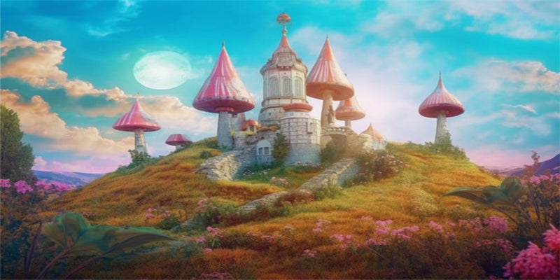 Clotstudio Mushroom Castle Whimsical Casinocastle Large Size Stage Backdrop-23