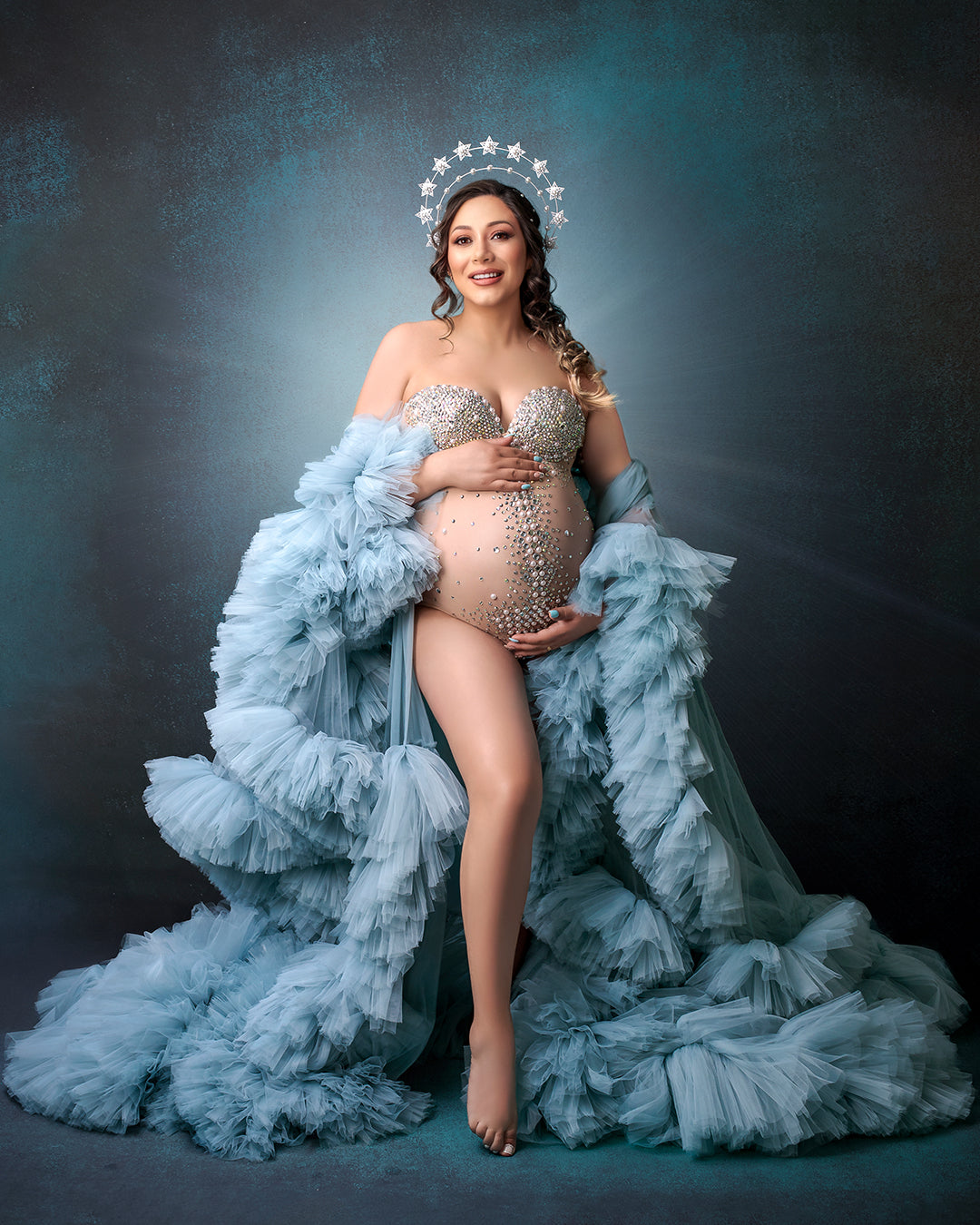 Clotstudio Abstract Blue Textured Hand Painted Canvas Backdrop #clot230