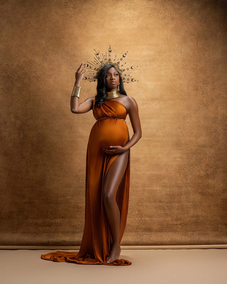 Clotstudio #474 hand-painted canvas backdrop in gold textured, perfect for portrait photography 