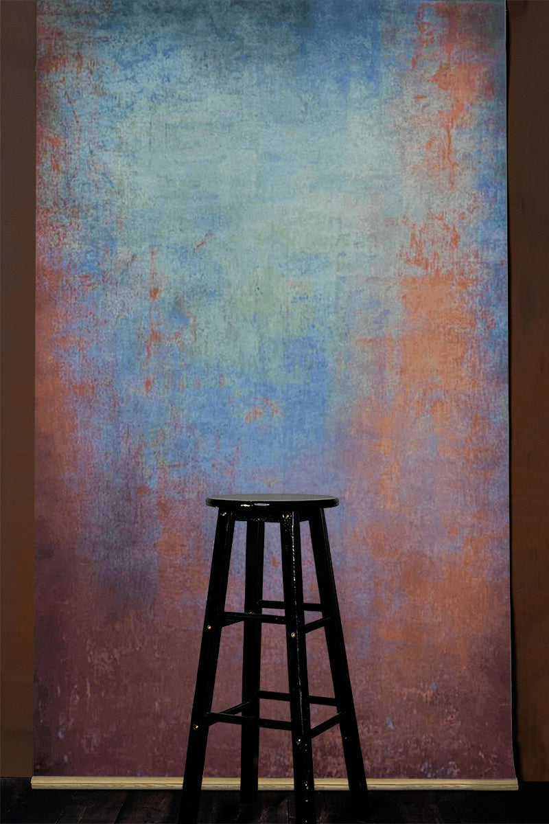 Clotstudio Abstract Orange Blue Textured Hand Painted Canvas Backdrop #clot423