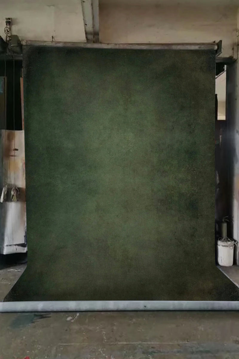 Clotstudio Abstract Dark Green Textured Hand Painted Canvas Backdrop #clot477