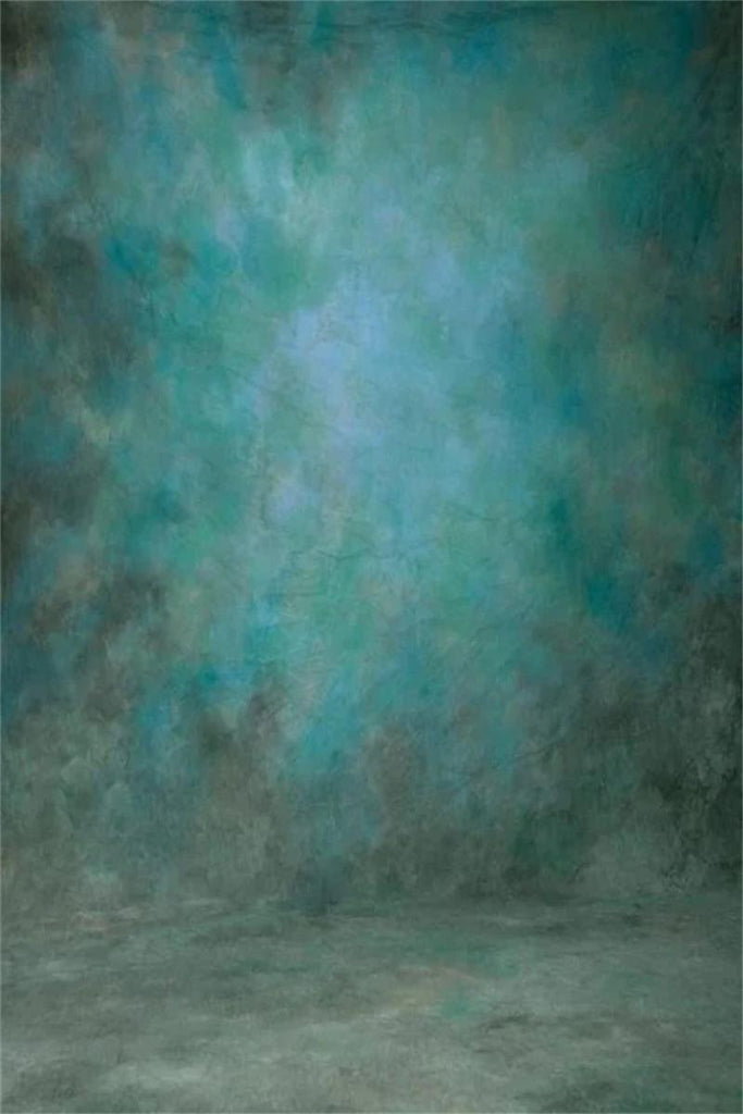 Clotstudio Abstract Green Blue Textured Hand Painted Canvas Backdrop #clot480