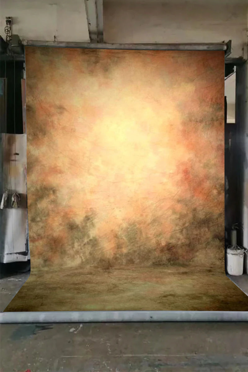 Clotstudio Abstract Orange Brown Textured Hand Painted Canvas Backdrop #clot481