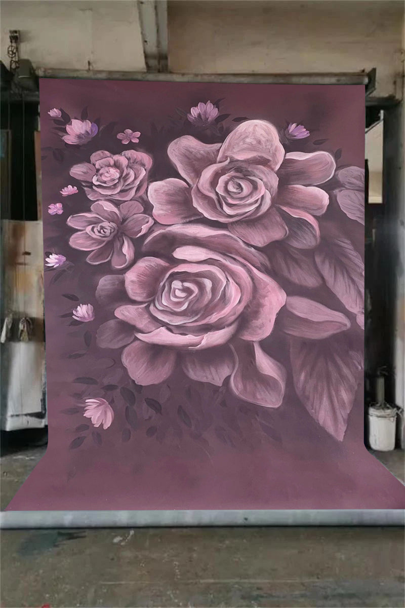 Clotstudio Fine Art Dark Pink Flower Hand Painted Backdrop #clot462