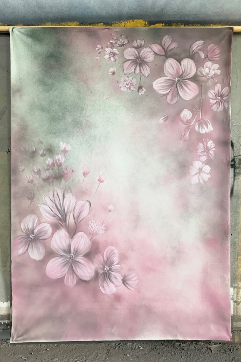 Clotstudio Fine Art Pink Flower Hand Painted Backdrop #clot464