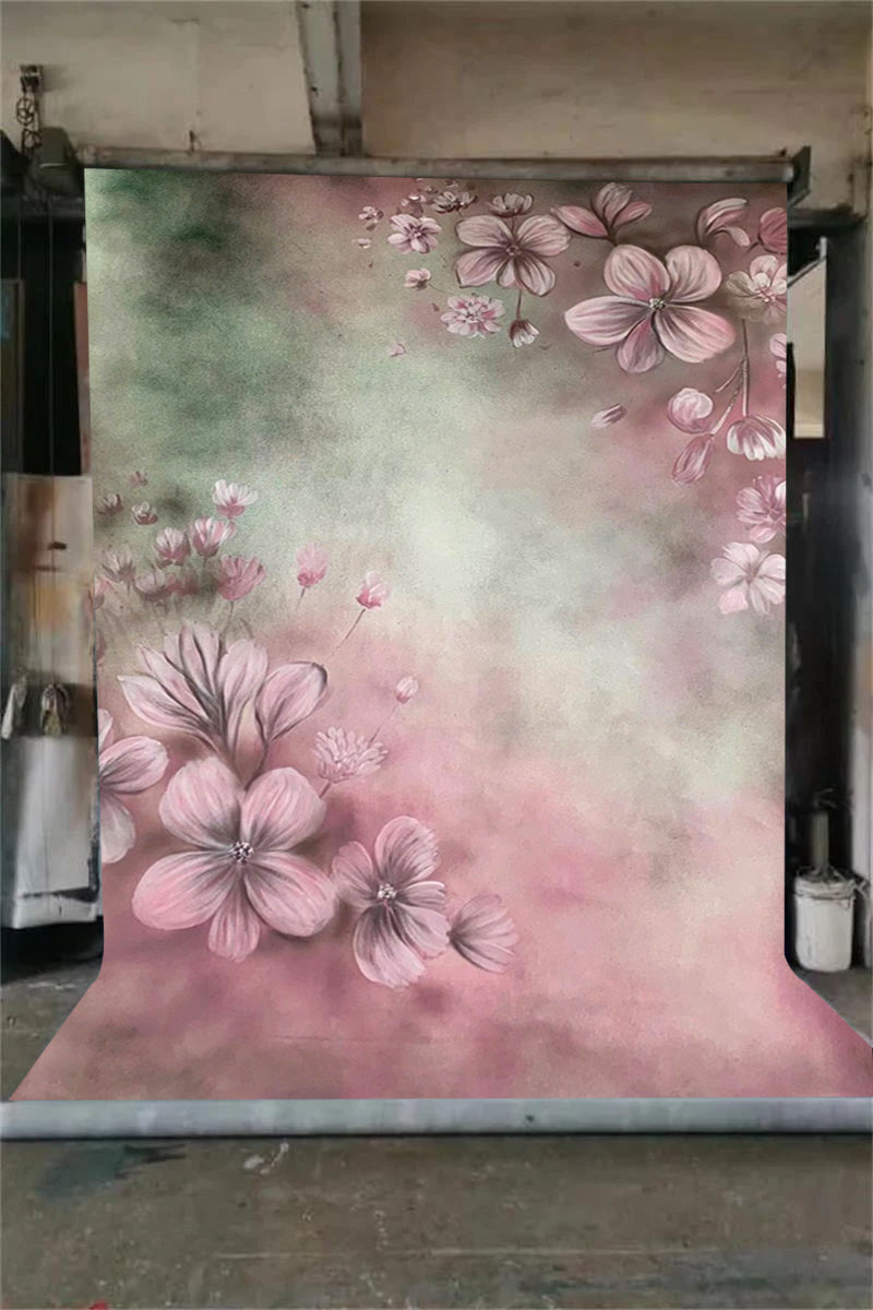 Clotstudio Fine Art Pink Flower Hand Painted Backdrop #clot464