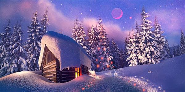 Clotstudio Wooden House in the Snow Large Size Stage Backdrop-2