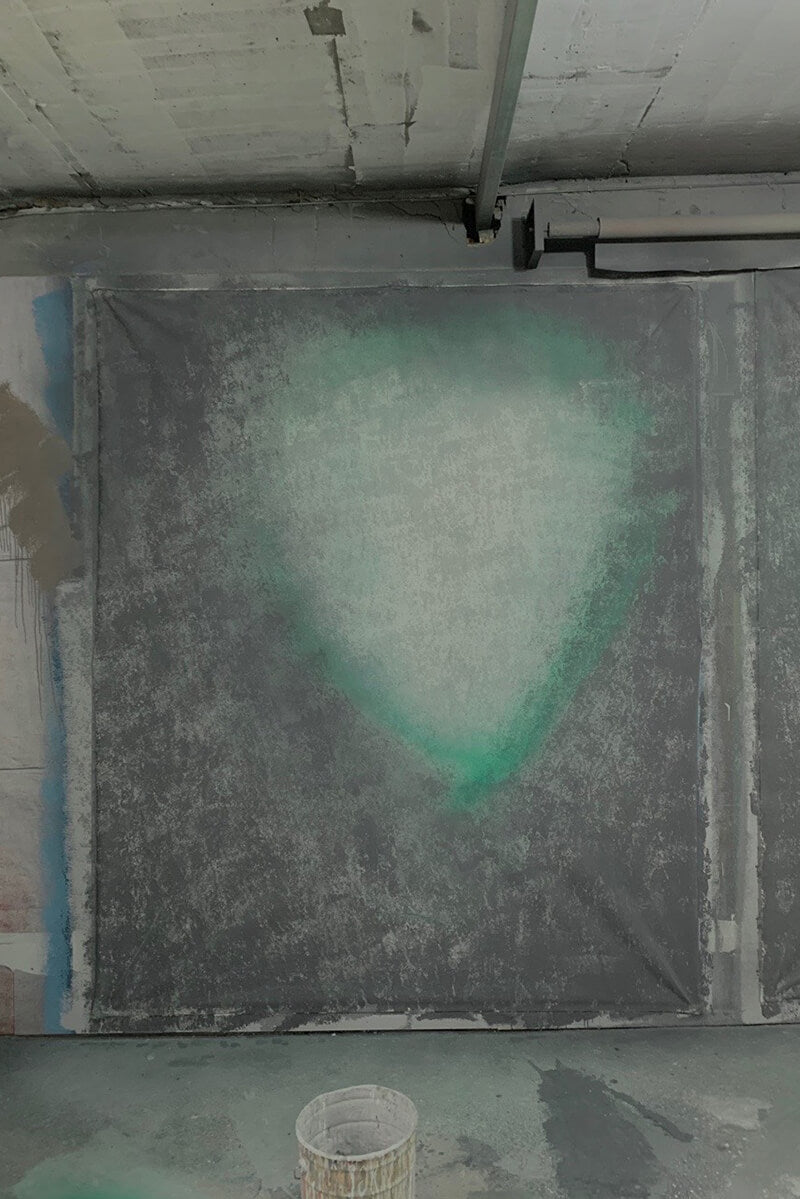 Clotstudio Abstract Blue with Green Spray Textured Hand Painted Canvas Backdrop #clot141
