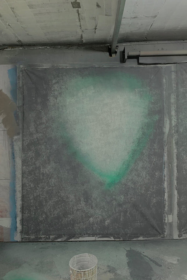 Clotstudio Abstract Blue with Green Spray Textured Hand Painted Canvas Backdrop #clot141