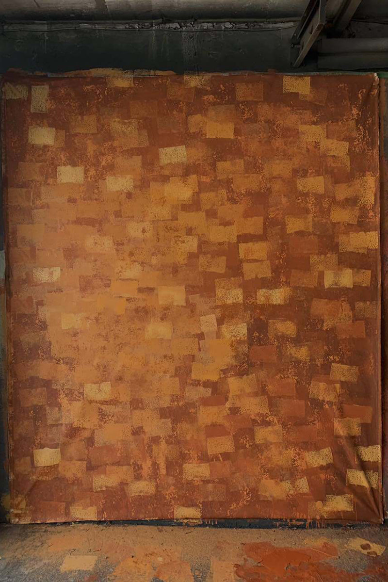 Clotstudio Abstract Dark Orange Brown Textured Hand Painted Canvas Backdrop #clot146