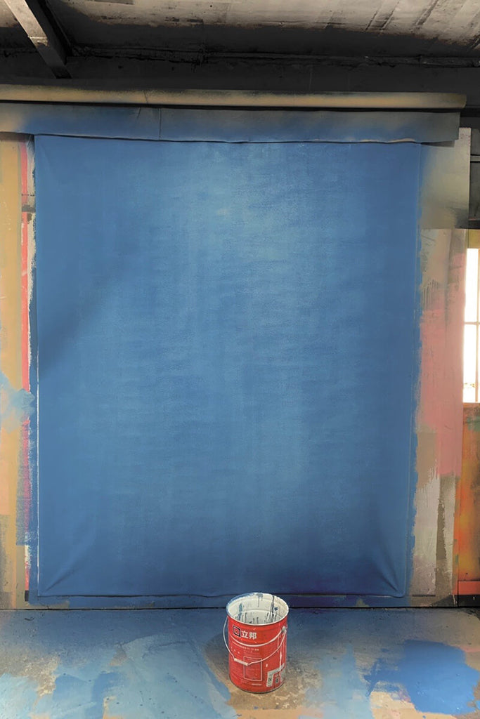 Clotstudio Abstract Blue Textured Hand Painted Canvas Backdrop #clot149