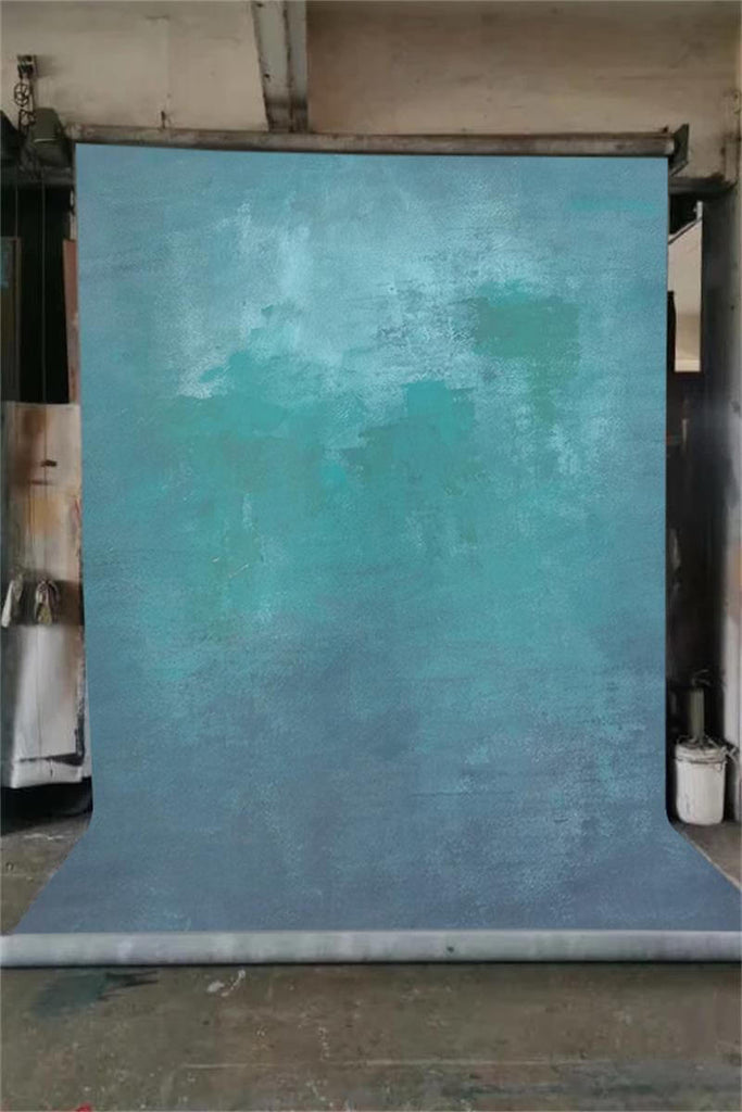 Clotstudio Abstract Blue Textured Hand Painted Canvas Backdrop #clot182