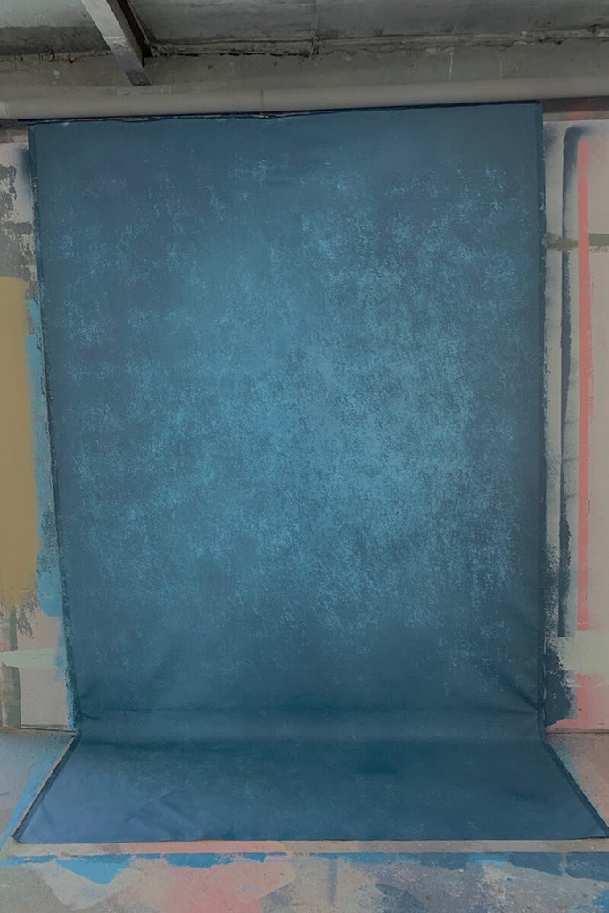 Clotstudio Abstract Steel Blue Texture Hand Painted Canvas Backdrop #clot 23