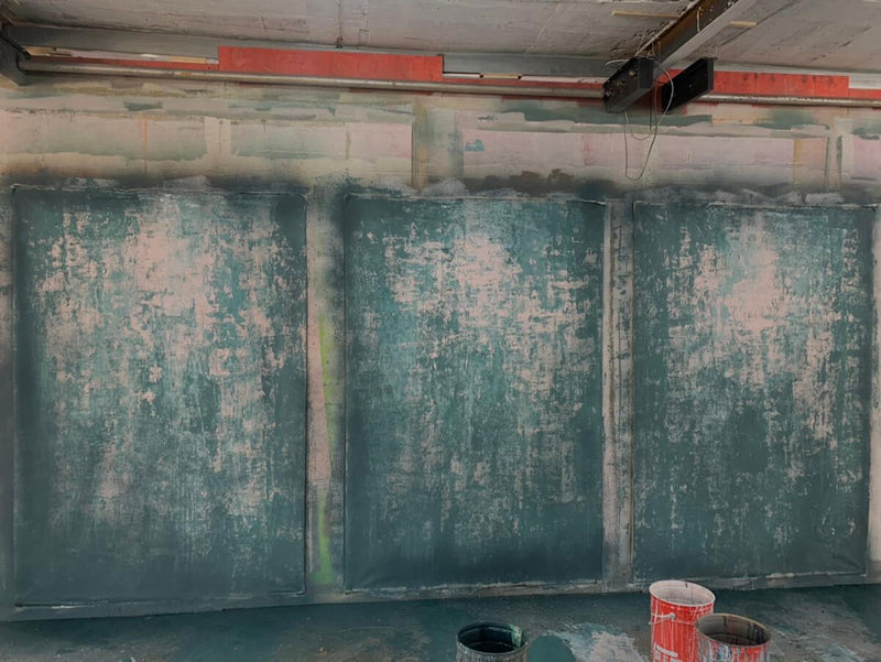 RTS-Clotstudio Abstract Teal Grey Spray Textured Hand Painted Canvas Backdrop #clot 2