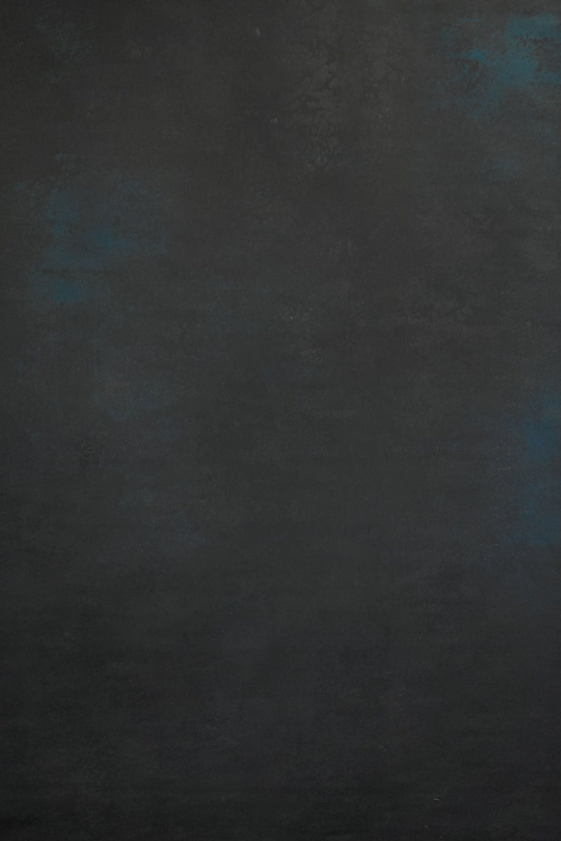 Clotstudio Abstract Dark Black with Little Blue Texture Hand Painted Canvas Backdrop #clot 30