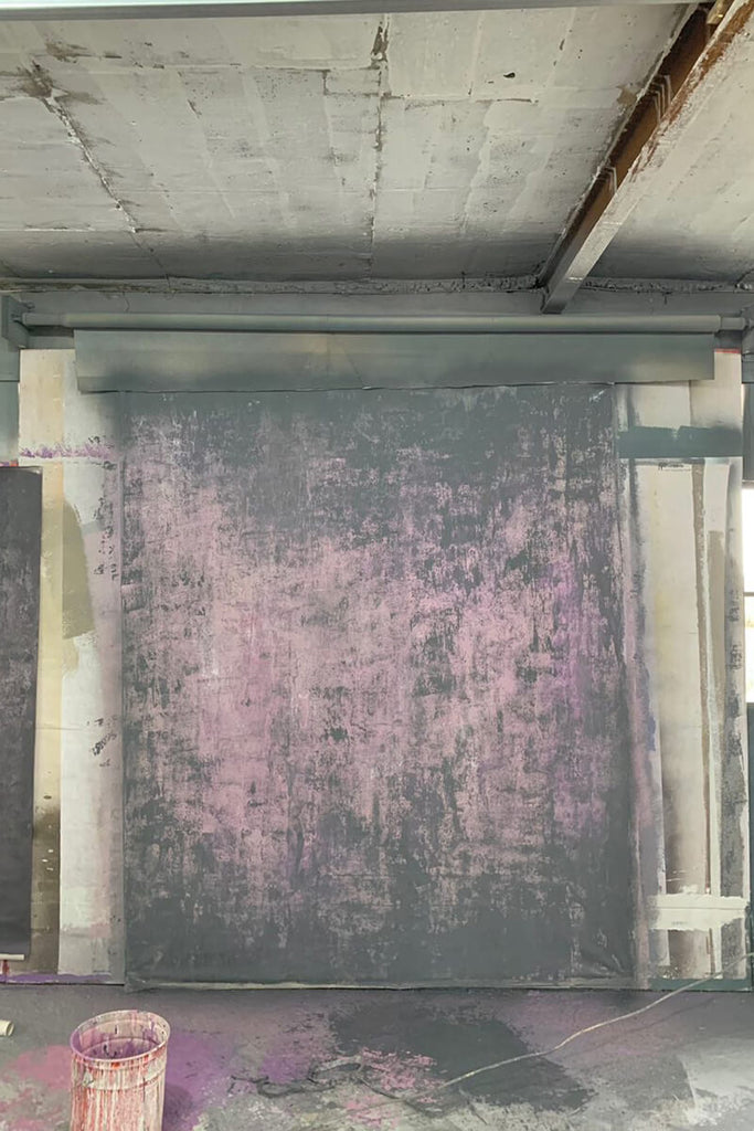 Clotstudio Abstract Purple Black Spray Textured Hand Painted Canvas Backdrop #clot 41