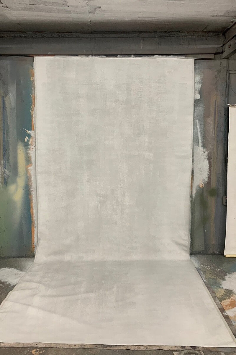 Clotstudio Abstract White with Little Grey color Textured Hand Painted Canvas Backdrop #clot 60