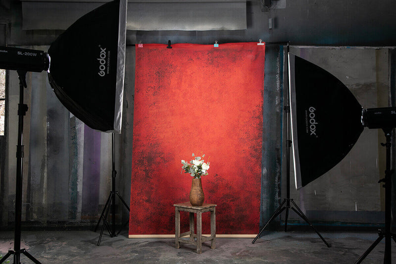 RTS-Clotstudio Abstract Dark Red Soft Texture Hand Painted Canvas Backdrop #clot 69