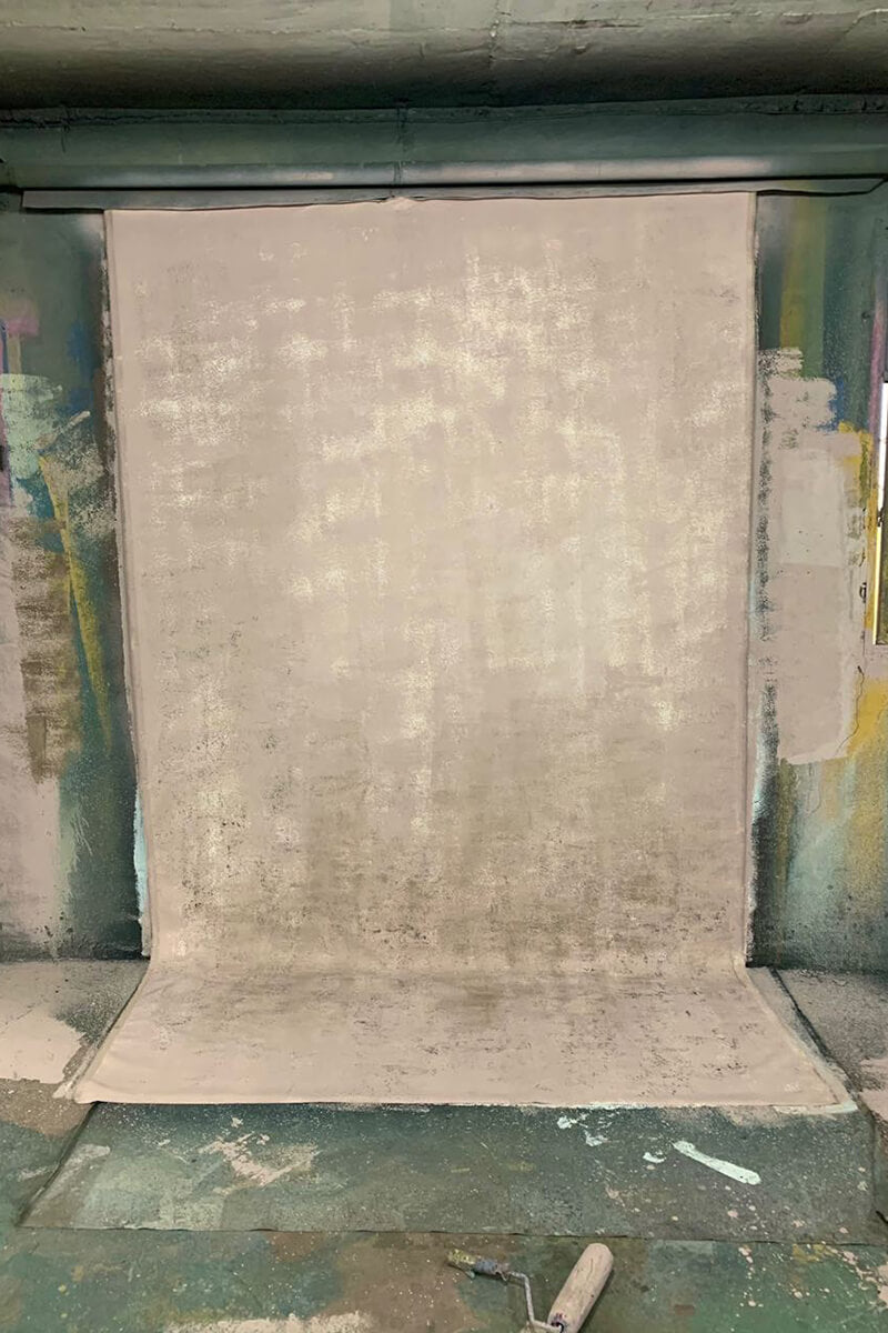 Clotstudio #99 hand-painted canvas backdrop in beige mid textured, perfect for portrait photography 