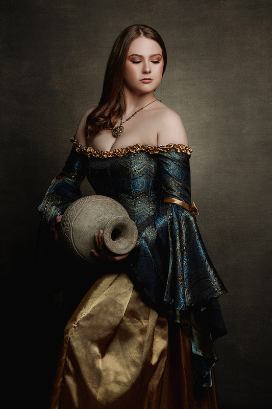 Clotstudio #128 hand-painted canvas backdrop in green mid textured, perfect for portrait photography 