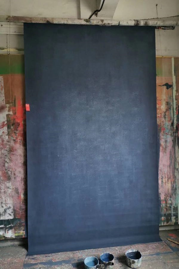 Clotstudio Abstract Deep Blue Soft Texture Hand Painted Canvas Backdrop #clot 71